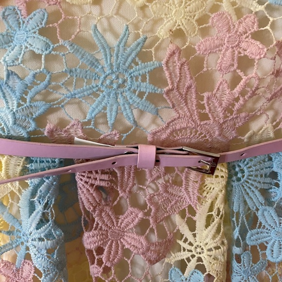 Knit Works Dress Girls Size 8 Multi Colored, Ivory lining, pink belt sleeveless - Picture 9 of 14